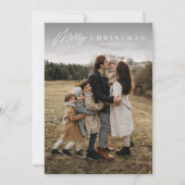 Eenvoudig vrolijk script 3 foto kerst feestdagenkaart (Voorkant)
