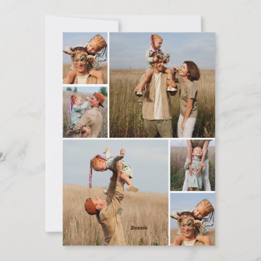 Eenvoudig vrolijk script Elegante fotocollage Feestdagenkaart (Achterkant)