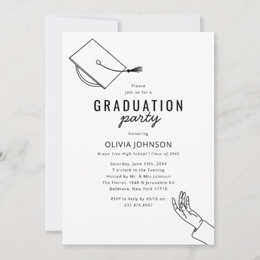 Eenvoudig Vrouw foto afstudeerfeest Kaart (Voorkant)