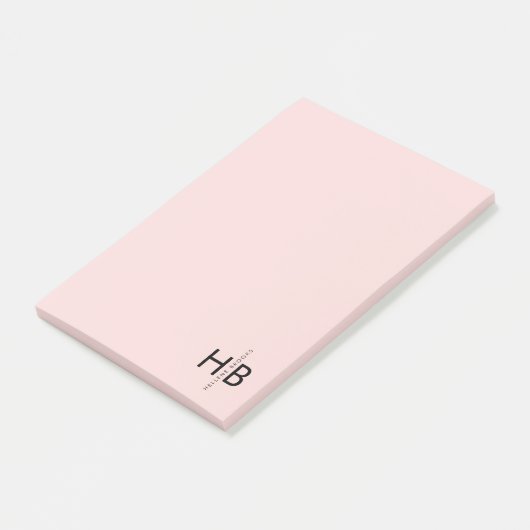 Eenvoudig Vrouwelijk Roze & Zwart Initiaal Monogra Post-it® Notes (Schuin)