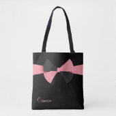 Eenvoudig Vrouwelijk Zwart Chique met Zwart Roze L Tote Bag (Voorkant)