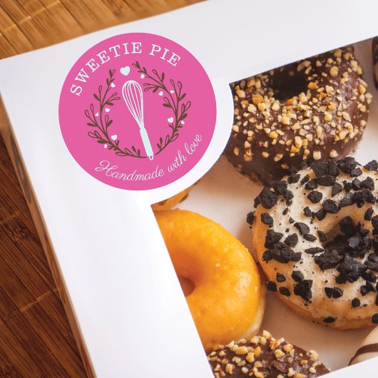 Eenvoudig, vun en minimaal stijlvolle bakkerij met ronde sticker