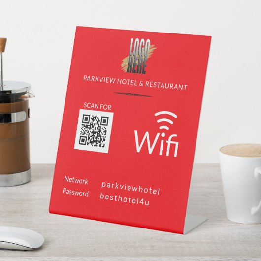 Eenvoudig wachtwoord voor WiFi-netwerk QR-code Roo Reclamebord Met Voetstuk (Insitu)