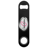 Eenvoudig warm roze en metallisch monogram speed flessenopener (Voorkant)
