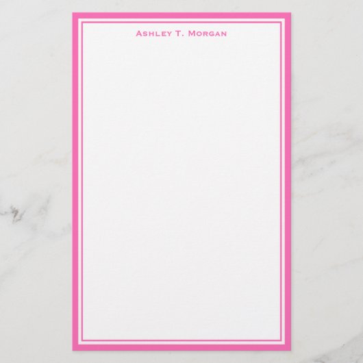 Eenvoudig warm roze, gepersonaliseerde artikelen briefpapier (Voorkant)
