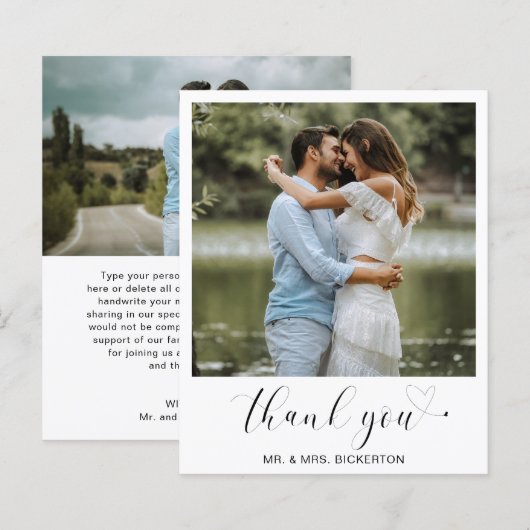 Eenvoudig warmtefotobudget bruiloft Hartelijk dank (Voorkant / Achterkant)