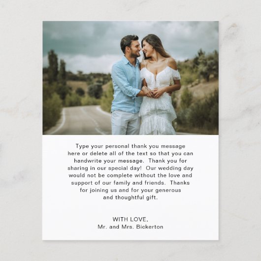 Eenvoudig warmtefotobudget bruiloft Hartelijk dank (Achterkant)