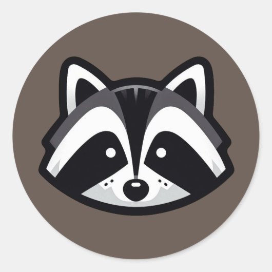 Eenvoudig wasbeerontwerp ronde sticker (Voorkant)