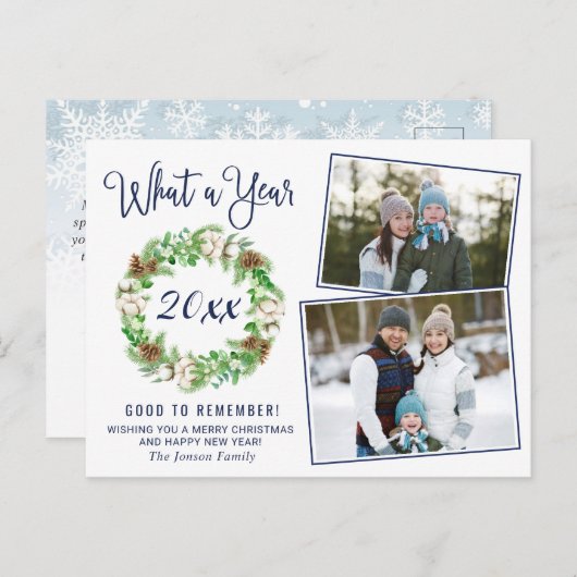 Eenvoudig wat een jaar kerstfeestdag groet briefkaart (Voorkant / Achterkant)