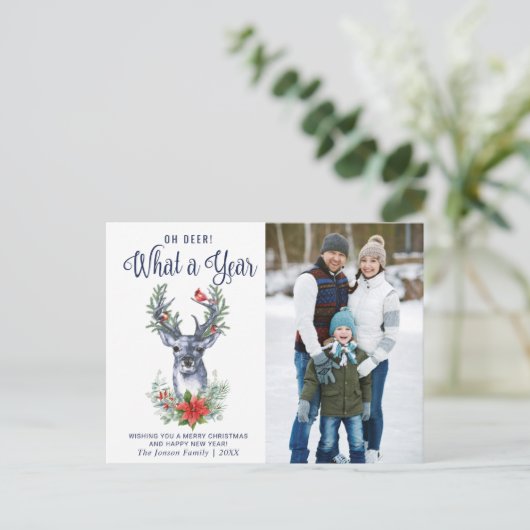 Eenvoudig wat een jaar kerstfeestdag groet briefkaart (Staand voorkant)