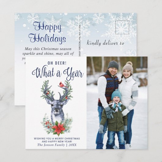 Eenvoudig wat een jaar kerstfeestdag groet briefkaart (Voorkant / Achterkant)