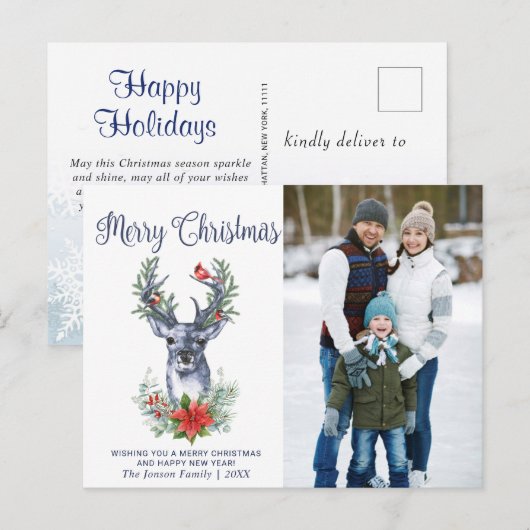 Eenvoudig Wat een Jaar Vrolijk Kerstfeest Groet Va Feestdagenkaart (Voorkant / Achterkant)