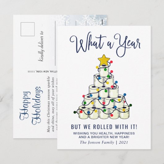 Eenvoudig wat een kerstgroet van een jaar feestdagenkaart (Voorkant / Achterkant)