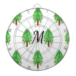 Eenvoudig watercolor Kerstpatroon met monogram Dartbord