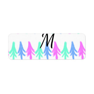 Eenvoudig watercolor Kerstpatroon met monogram T Etiket