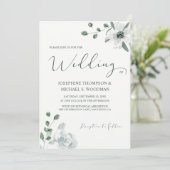 Eenvoudig Waterverf Botanical Green Wedding Script Kaart (Staand voorkant)