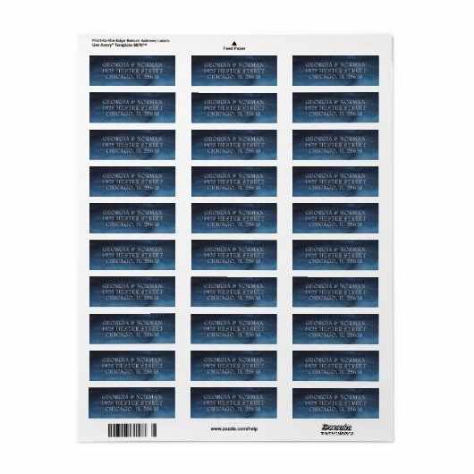 Eenvoudig Waterverf bruiloft Blue Return-adres Etiket (Full Sheet)