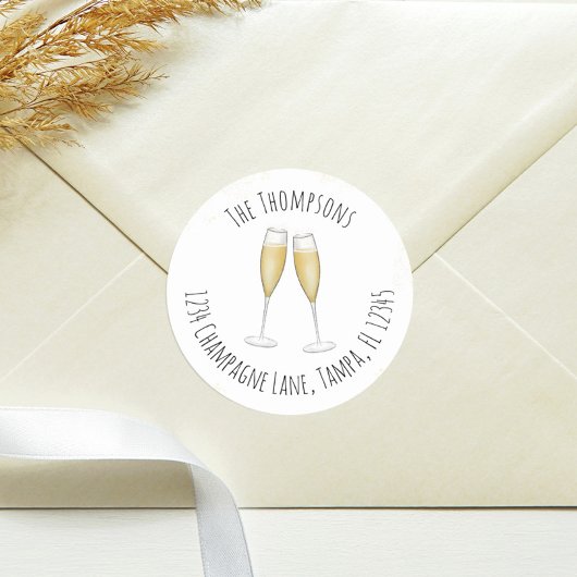Eenvoudig waterverf champagne retouradres Cute  Ronde Sticker