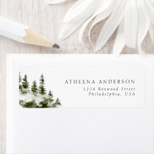 Eenvoudig Waterverf-gebergte wweddenschap Etiket (Insitu)