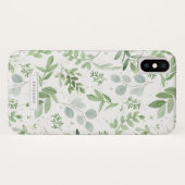 Eenvoudig Waterverf groen Eucalyptuspatroon Case-Mate iPhone Case (Achterkant (horizontaal))