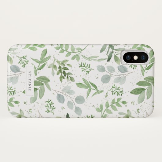 Eenvoudig Waterverf groen Eucalyptuspatroon Case-Mate iPhone Case (Achterkant (horizontaal))