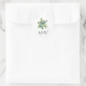 Eenvoudig waterverf groen monogram ronde sticker (Tas)