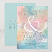Eenvoudig Waterverf huwelijksuitnodiging 2 Kaart (Voorkant / Achterkant)