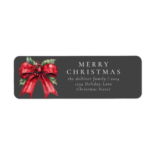 Eenvoudig Waterverf kerstlint Etiket (Voorkant)
