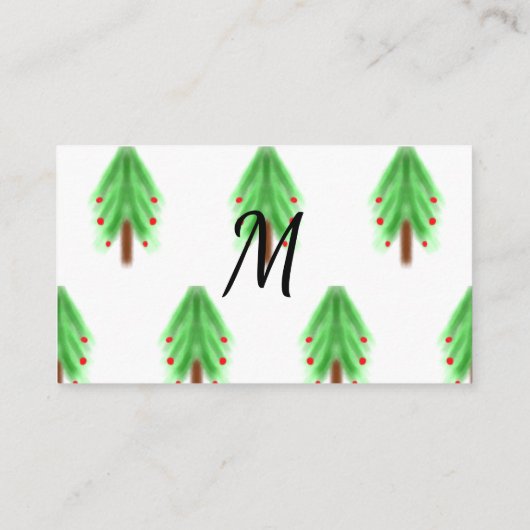 Eenvoudig waterverf kerstpatroon toevoegen monogra informatiekaartje (Achterkant)