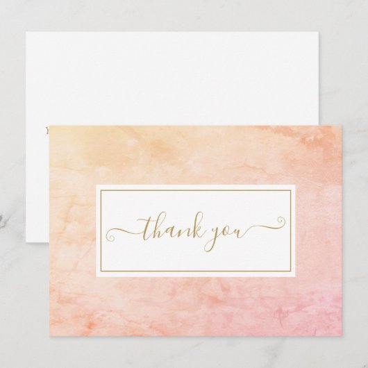 Eenvoudig waterverf marmer goud schrift bedankkaart (Voorkant / Achterkant)
