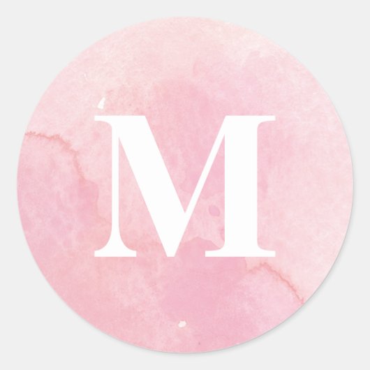 Eenvoudig Waterverf Monogram Ronde Sticker (Voorkant)
