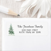 Eenvoudig Waterverf Pine Tree Return-adres Etiket (Insitu)