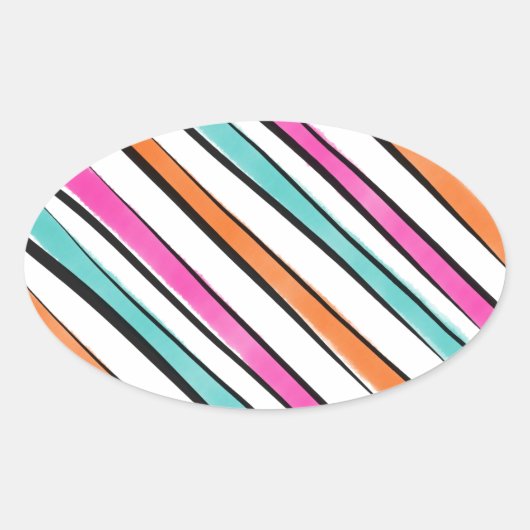 Eenvoudig Waterverf streeppatroon Ovale Sticker (Voorkant)