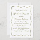 Eenvoudig Wavy Lijst Olijfgroen QR Vrijgezellenfee Kaart (Voorkant)