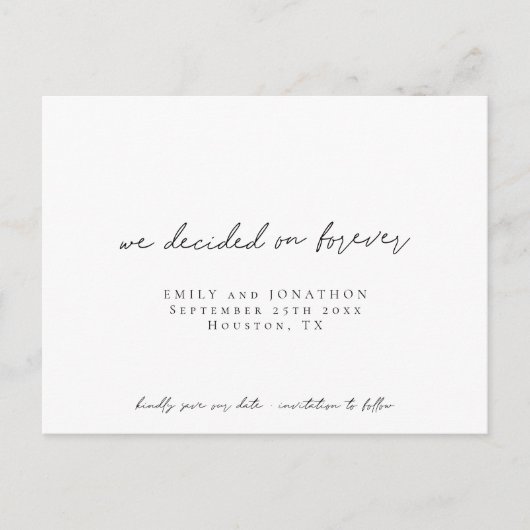 Eenvoudig We besloten op Forever Script Save The D Uitnodiging Briefkaart (Voorkant)