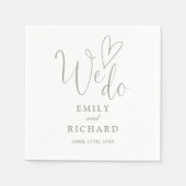 Eenvoudig We Do Script Love Heart Sage Green Weddi Servet (Voorkant)