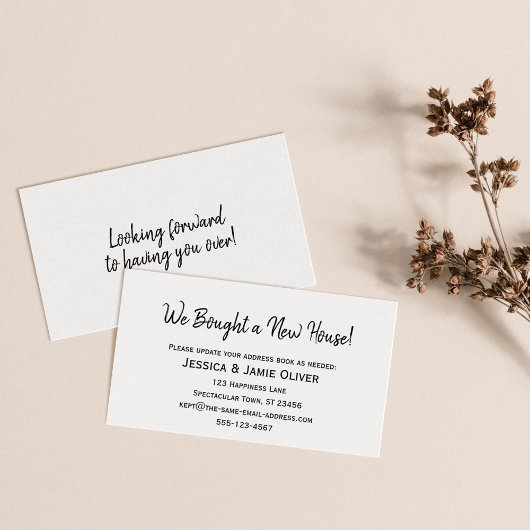 Eenvoudig: "We hebben een nieuw huis gekocht!" Wit Visitekaartje