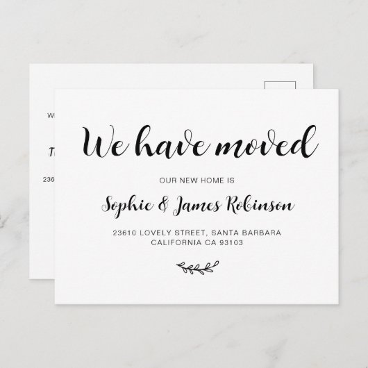 Eenvoudig we hebben het script New Home Moving Ann Aankondigingskaart (Voorkant / Achterkant)