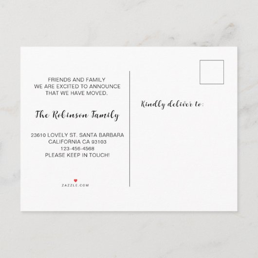 Eenvoudig we hebben het script New Home Moving Ann Aankondigingskaart (Achterkant)