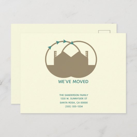 Eenvoudig We hebben verhuisd huizen pijl bedrijf Aankondigingskaart (Voorkant / Achterkant)