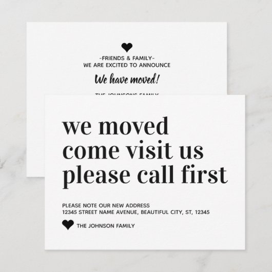 Eenvoudig we verplaatsen Bezoek de eerste keer dat Aankondiging (Voorkant / Achterkant)