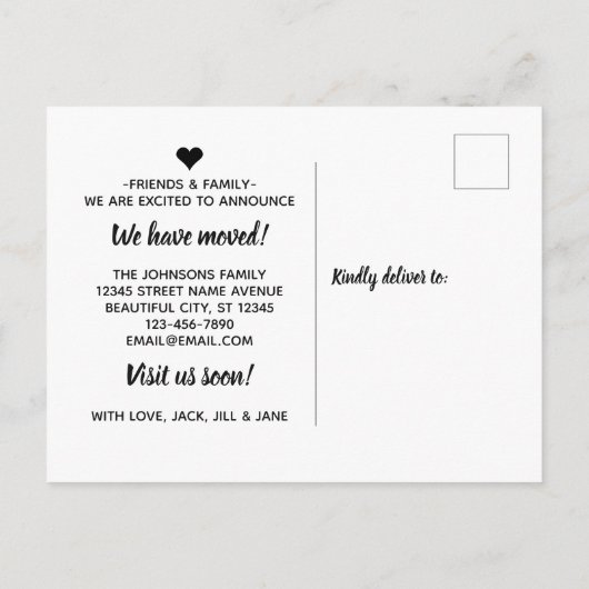 Eenvoudig we verplaatsen Bezoek de eerste keer dat Aankondigingskaart (Achterkant)