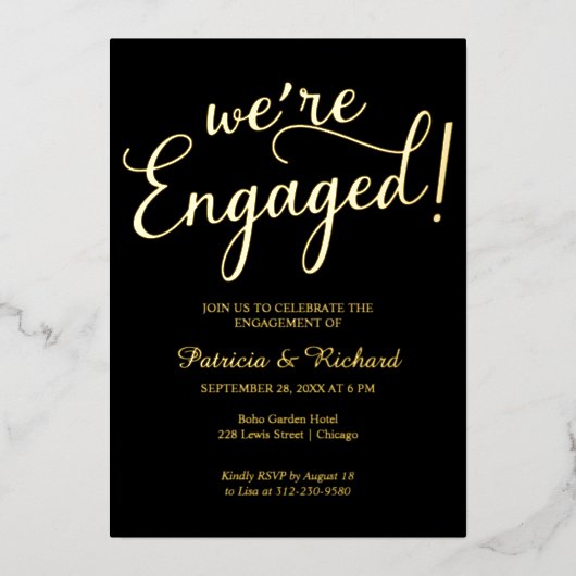 Eenvoudig we zijn een Engaged Engagement Party Folie Uitnodiging (Voorkant)