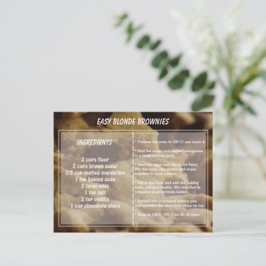 Eenvoudig webbrownie Recipe Briefkaart (Staand voorkant)
