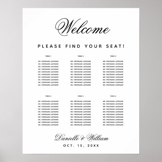 Eenvoudig Weddenschap 6 Tafel Zwarte & Witte Zitka Poster (Voorkant)