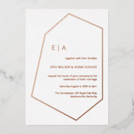 Eenvoudig weddenschap Gem Geometric Real Roos Gold Folie Uitnodiging