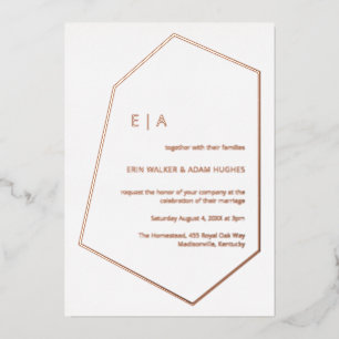 Eenvoudig weddenschap Gem Geometric Real Roos Gold Folie Uitnodiging
