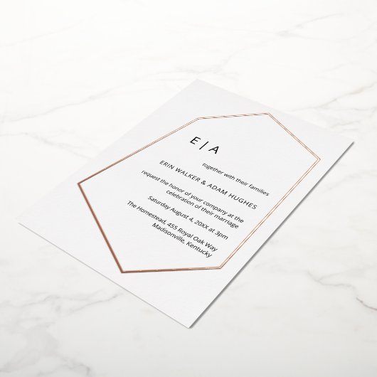 Eenvoudig weddenschap Geometric Real Roos Gold Folie Uitnodiging (Gedraaid)