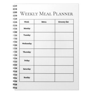 Eenvoudig weekmenu planner notitieboek