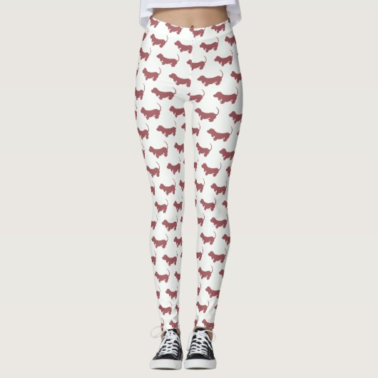 Eenvoudig Weiner Dog Dachshund Dog Patroon Leggings (Voorkant)